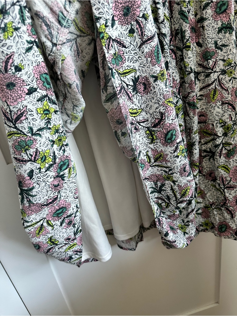 Torrid White Floral Midi Dress with Pink and Green Accents - Picture 3 of 4